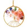 Cherry Blossom Medal Pendant 7 Chakras 7 Stones + Chain