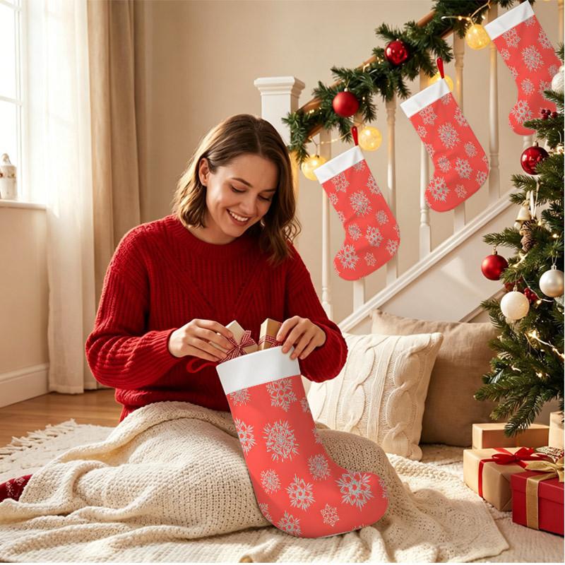 Christmas decoration fireplace hanging stocking Christmas Stockings 1pc 45.72 cm, Artistic Snowflake Coral Pri