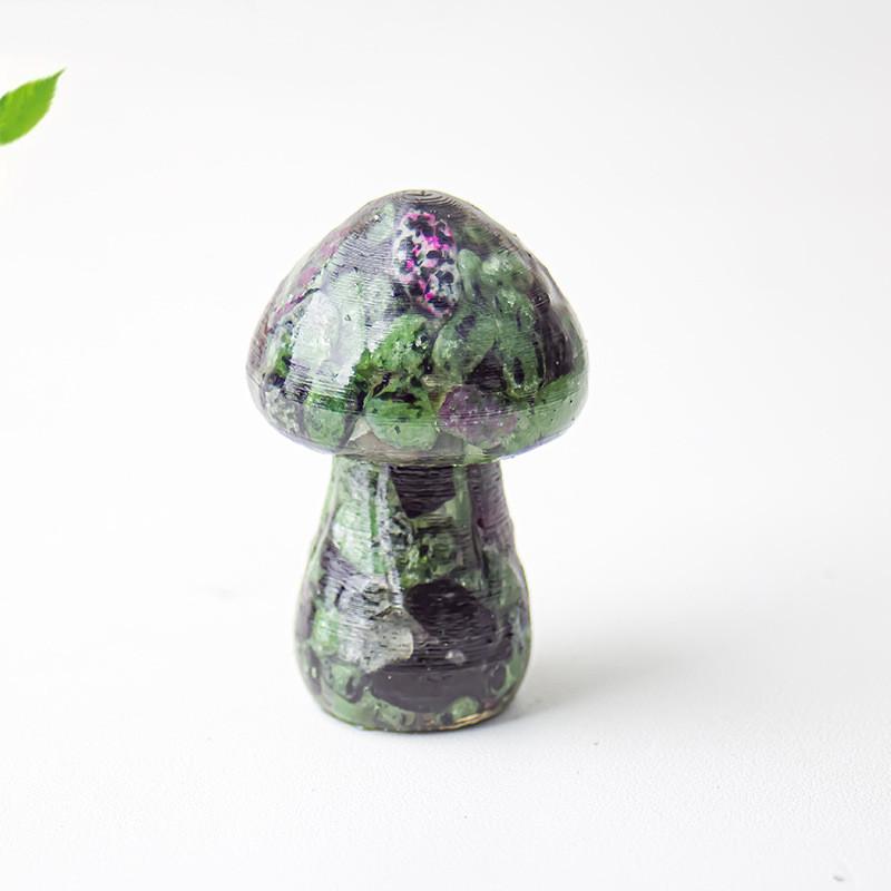 Resin Crystal Mushroom Figurine With Natural Gemstones For Home Decor Gift Ideas