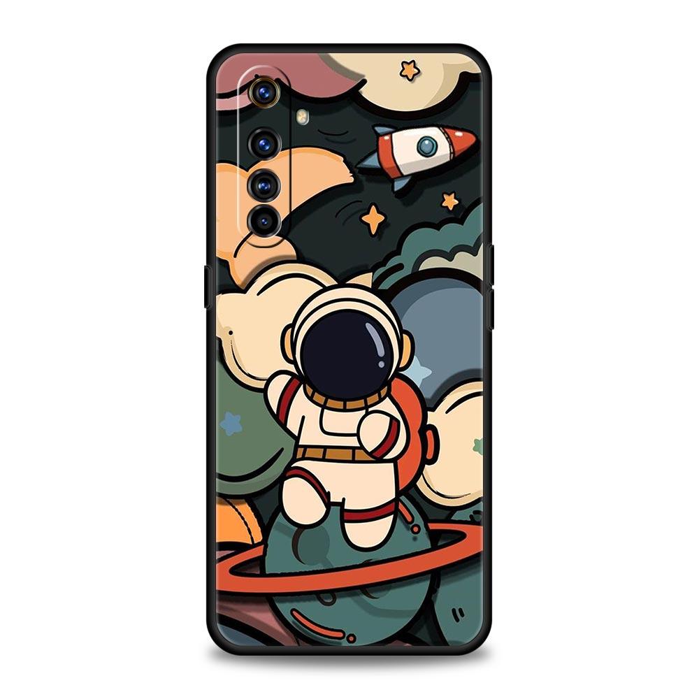 Cartoon Cute Cosmonaut Case For Realme C67 C63 C55 C53 C35 C25 C21 GT 2 3 5 6 10 11 12 13 Pro Plus 5G Soft TPU Phone Cover Capas