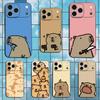 Cute Capybara Cartoon For iPhone 8,7,11,12,15,14,13,16,17,Plus,Pro Max,XS,X,XR,SE,Mini,Soft Silicone Black Case
