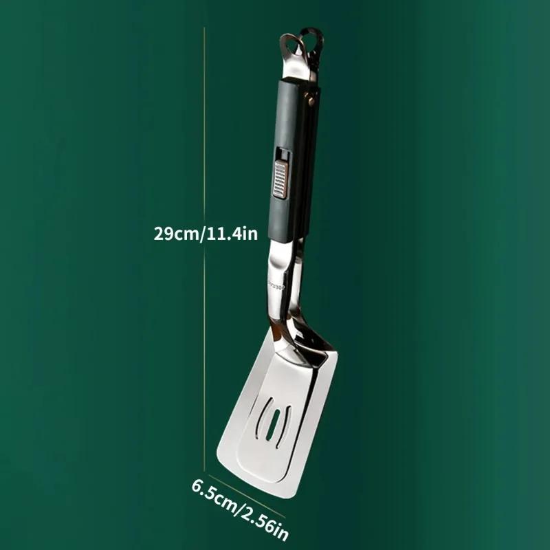 1pc Steak Clip Dual Spatula BBQ Tongs for Steak Fish Grilling Non-Slip Locking Clip with Slip-On Design Barbecue Meat Food Clip nero
