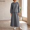 Damen Langarm Sweatshirts und Lange Röcke Herbst Zweiteilige Anzugsets