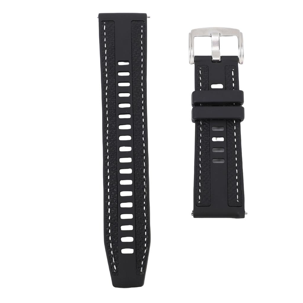 Watch Strap Fit for GT3 Smart Watch Water Proof Rubber Band Replacement Lychee Pattern 22mm Black