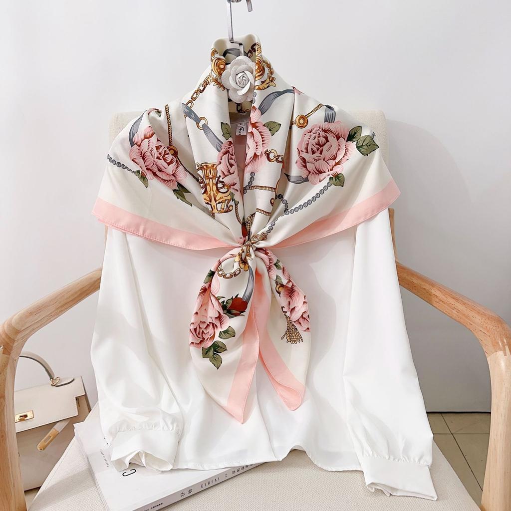 Design Fiore Sarong Twill Seta Donna Foulard Parasole Sciarpa Hijab Capelli Femminili Hijab Avvolgenti Foulard Bandana Foulard