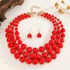 Neues Design Trendiger Modischer Mehrschichtiger Acrylperlen Handgefertigtes Perlenhalsketten-Ohrring-Set Damen Party Schmuck Zubehör