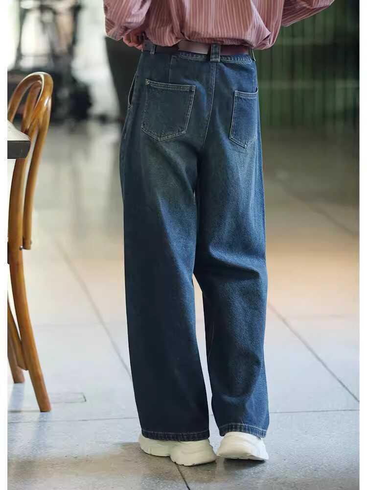 Women's High-Waisted Wide-Leg Jeans - 2025 Retro Hepburn Style for Autumn/Winter
