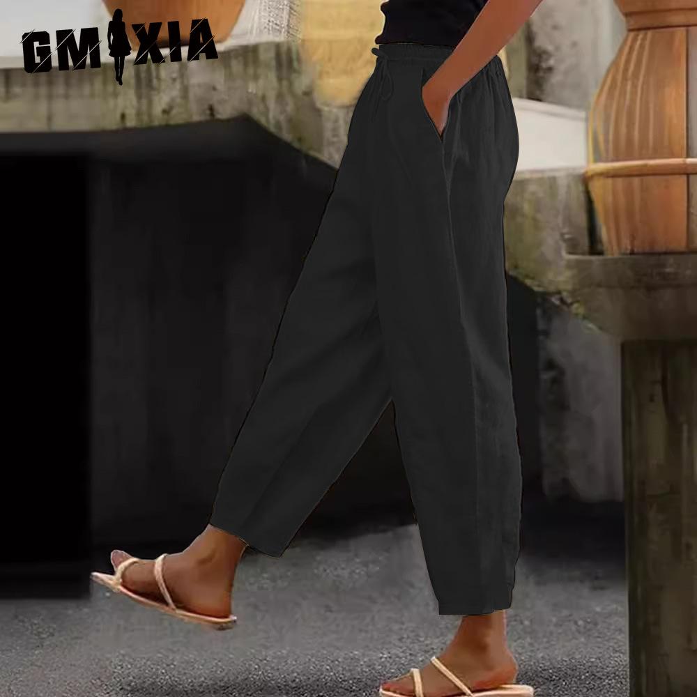 GMXIA Dámské módní ležérní jednobarevné kalhoty a capris