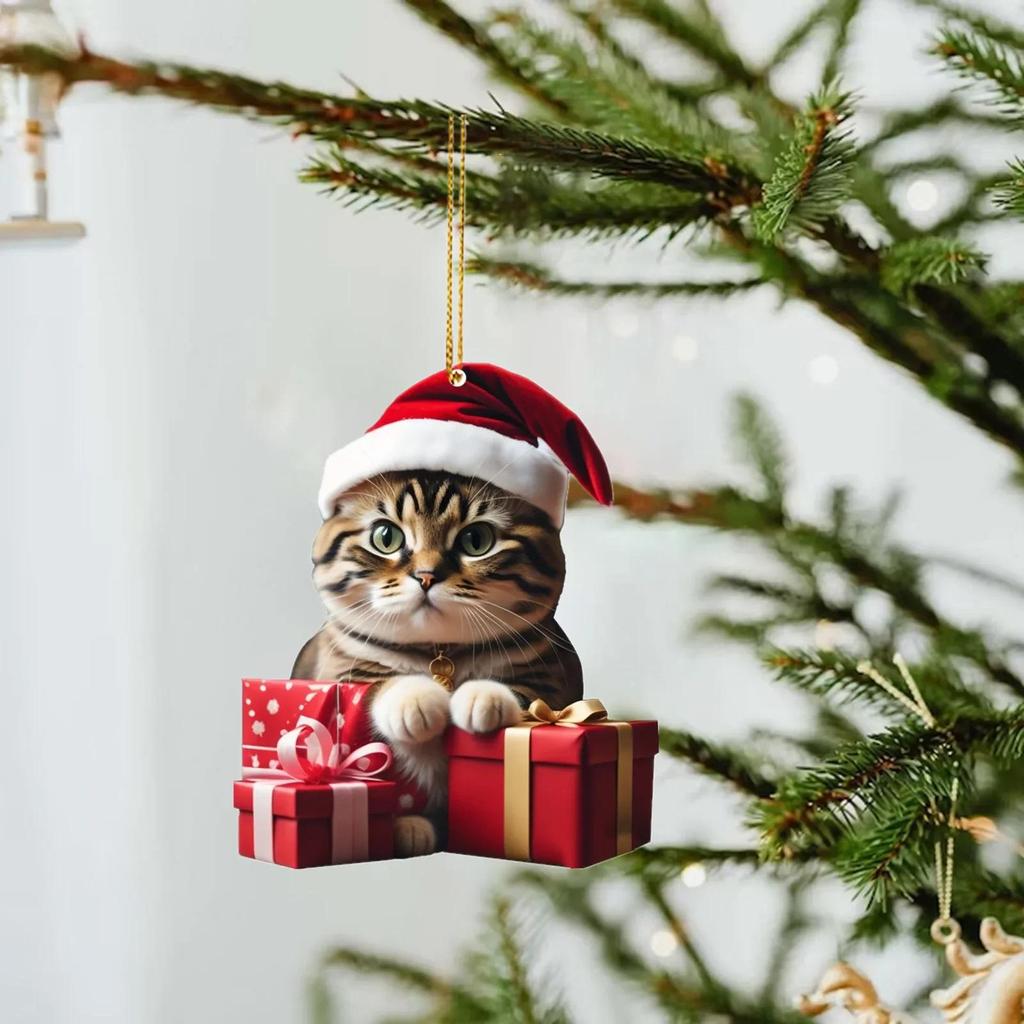 Cartoon süße Katze 2023 Weihnachtsschmuck hängende Dekoration Geschenk Weihnachten hängender Baum personalisierter Anhänger Partyzubehör