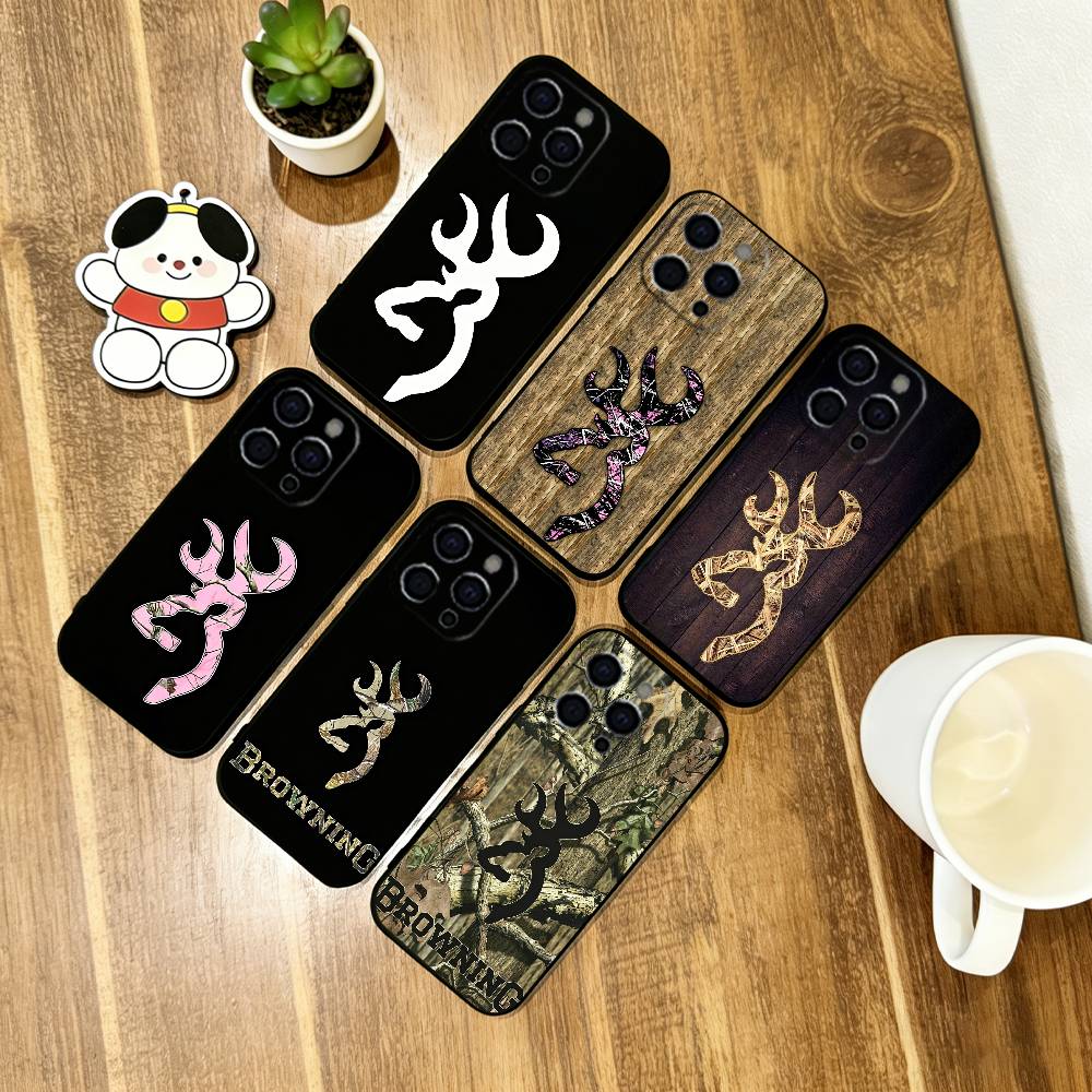 Deer Hunting Camo Phone Case For iPhone 17,16,15,14,13,12,11 Plus,Pro Max,XS,Soft Silicone Black Cover