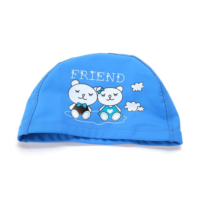 Children's Comfortable Dolphin Swimming Cap - Solid Color PU Coated, Suitable for Boys & Girls.