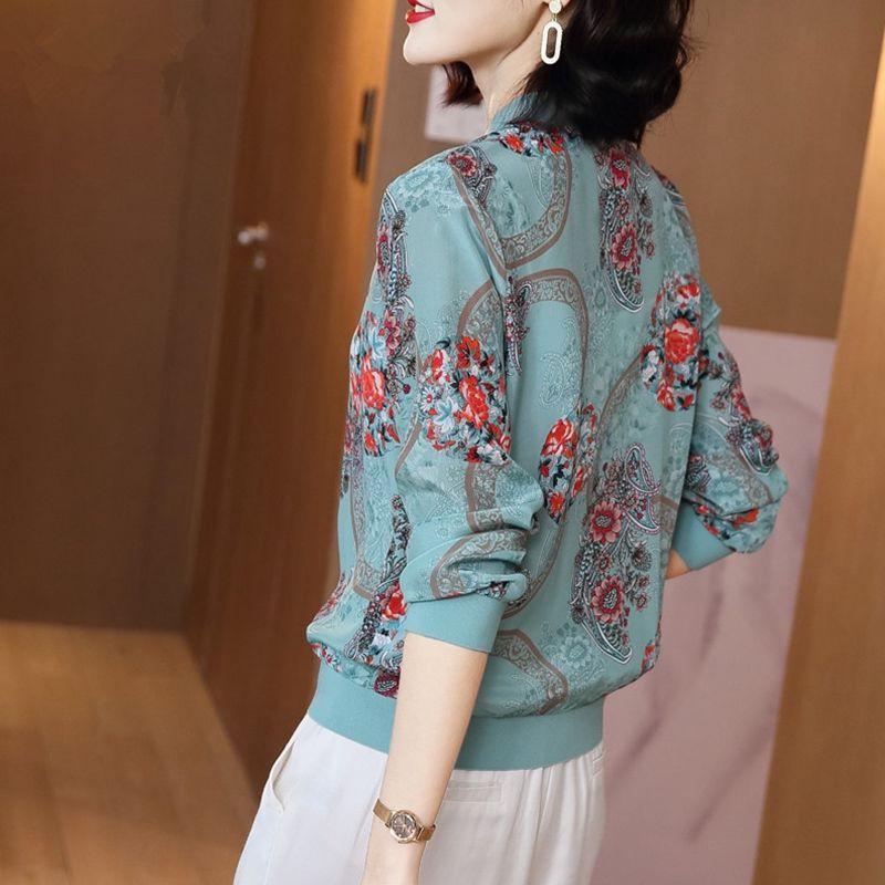 Women's Chiffon Baseball Jacket - Sunscreen, Casual Print, Plus Size, Spring/Summer 2025 Collection