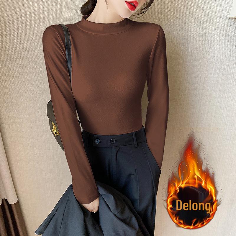 Women's Slim-Fit Half-High Collar Fleece Top for Fall/Winter 2025