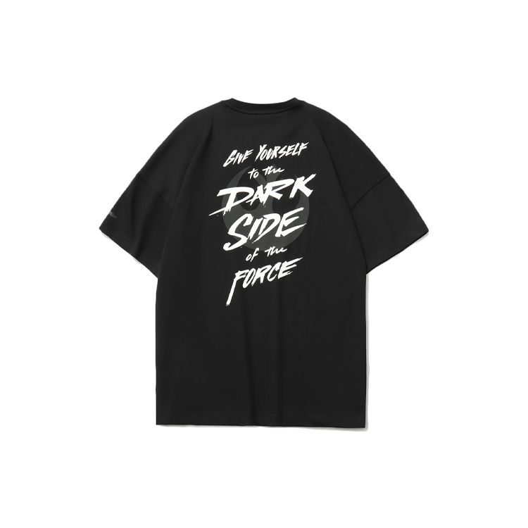 Li Ning X Star Wars Collaboration Printed Crew Neck Pullover Short Sleeve T-Shirt Men Tops Black AHSR407-4