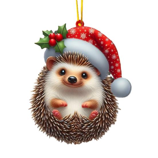 Christmas Ornaments for Tree Acrylic Cartoon Animal Car Rear Mirror Hanging Charm 2D Flat Cat/Dog/Bear/Rabbit Pendant for Tree Auto Interior Accessory