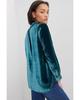 Azura Exchange Green Frilled Neck Buttoned Front Velvet Top