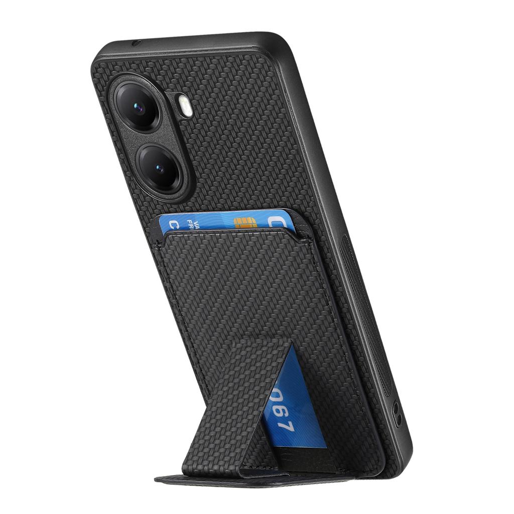 Pro Xiaomi Poco X7 Pro 5G/Xiaomi Redmi Turbo 4 5G Pouzdro Držák na karty Textura karbonových vláken Potah z kůže TPU Kryt na telefon