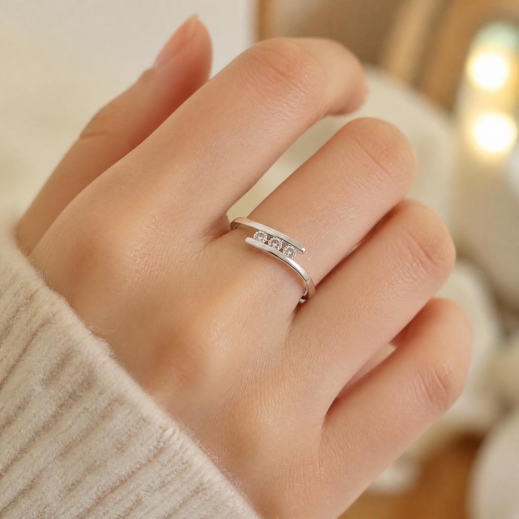Moissanite 925 Silver Luxury Gemstone Ring Beauty Code Closed 5-6-7-8-9/Opening Adjustable Total Weight 2.4G Daily Commuter