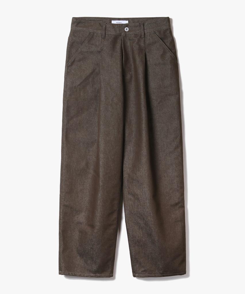 Zero Clean Deep One Tuck Denim Pants [Brown]