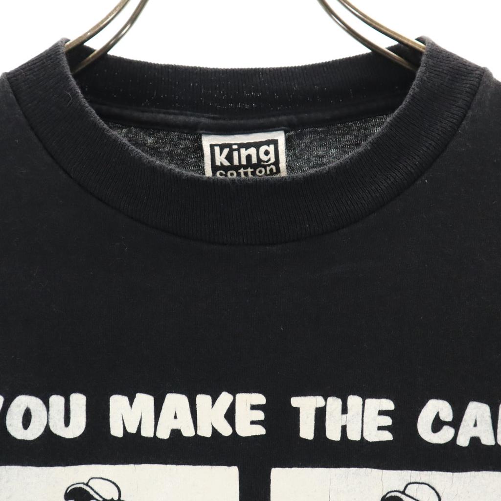 King cotton 90s Made in USA Old Short sleeve T-shirt L black Men's Used