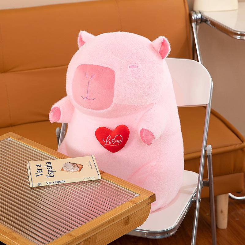 Summer Cute Stretch Love Capybara Kapibara Plush Toy Girl Heart Pink Doll Soft Cute