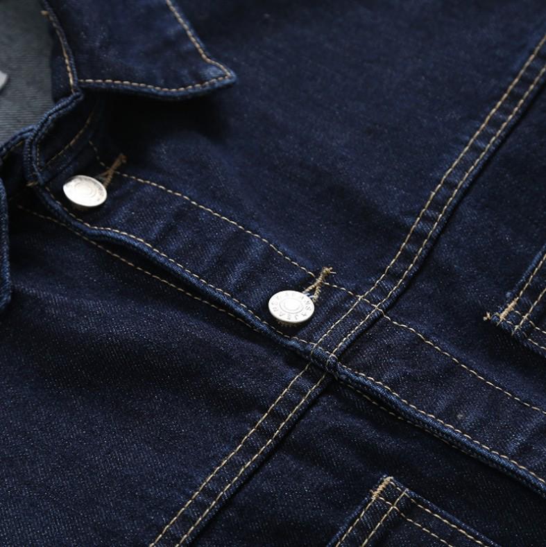 Korean Retro Denim Jacket for Women - Loose Fit, Large Size, Dark Wash, Spring & Autumn 2024