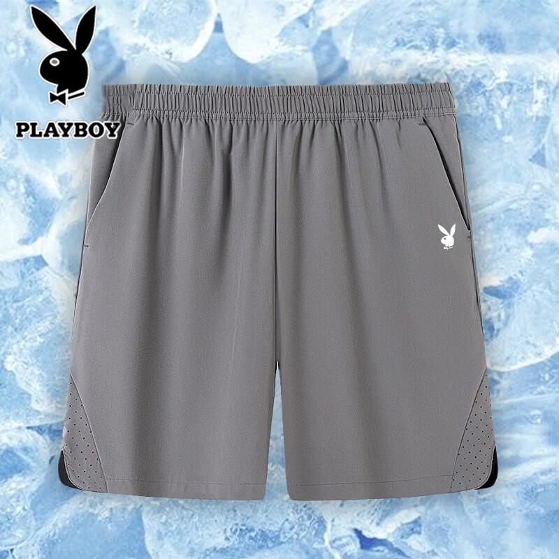 PLAYBOY Men s Summer Cool Breathable Knee-Length Athletic Shorts 4XL