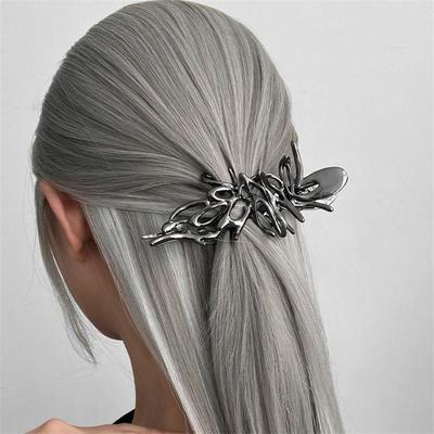 Pinza per capelli geometrica Y2K da donna, grande pinza metallica a forma di squalo, pinze personalizzate antiscivolo per capelli da ragazza, accessori per capelli
