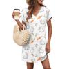 Damen Freizeit Mode Sexy V-Ausschnitt Langarm mit Ärmelabdeckung Gürtel Tasche Osterdruck Kleid