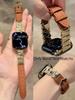 حلقة جلدية لامعة فائقة لسوار ساعة Apple Watch للنساء السلسلة Ultra 11/10/9/8/7 40مم 41مم 42مم 44مم 45مم 46مم حزام