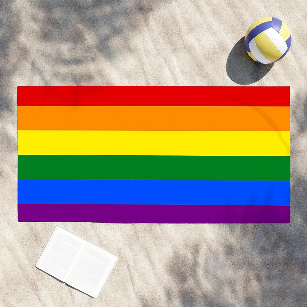 Art Flag of Gay Rainbow Pride Towel Soft Lightweight Anti-Sand Large Beach Towel Quick-Drying Bath Sports Family
