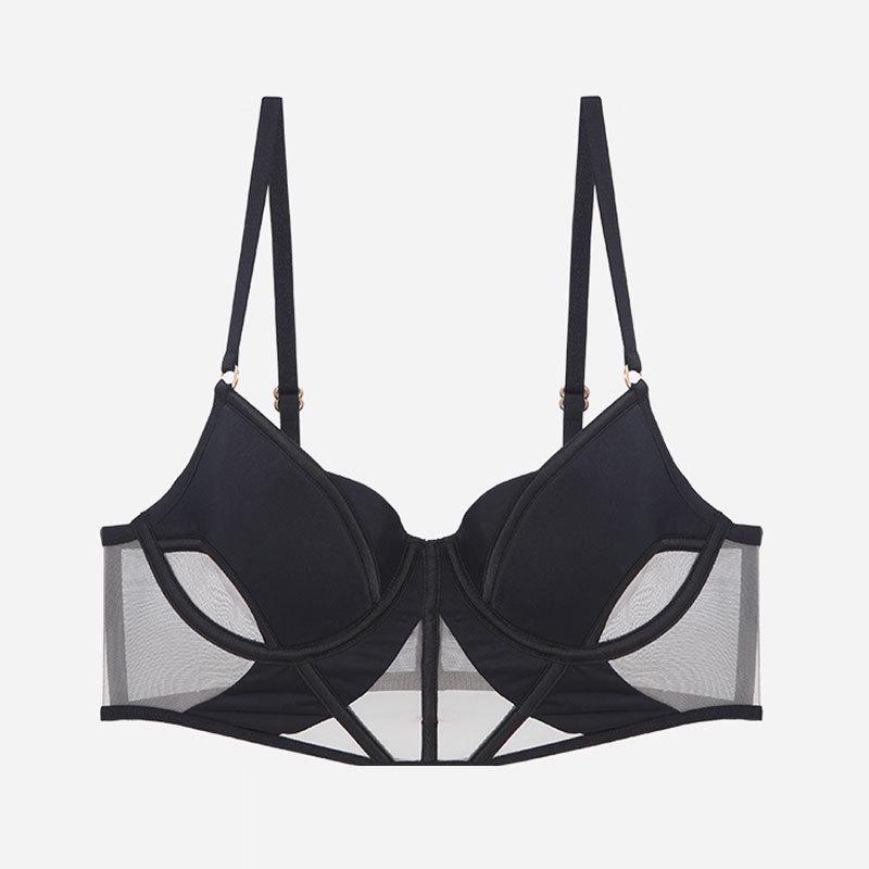 "Elegant French Mesh Hollow Sexy Lingerie Set for Women - Ultra-Thin Summer Bra"