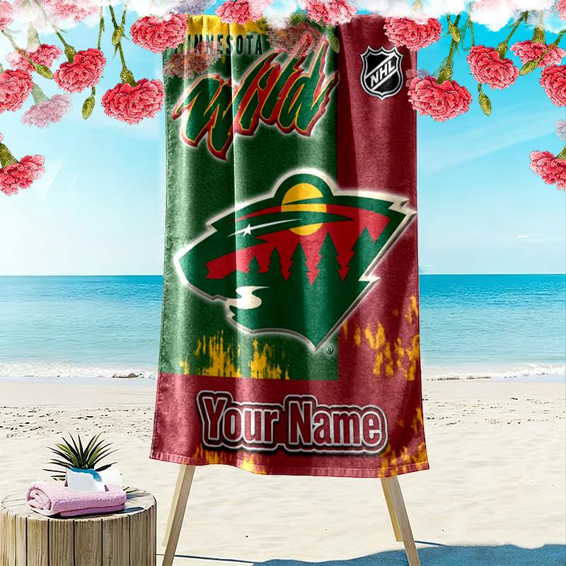 Name Custom Minnesota wild Print Beach Towel, Large Soft Quick Dry Towel for Beach Camping Swimming