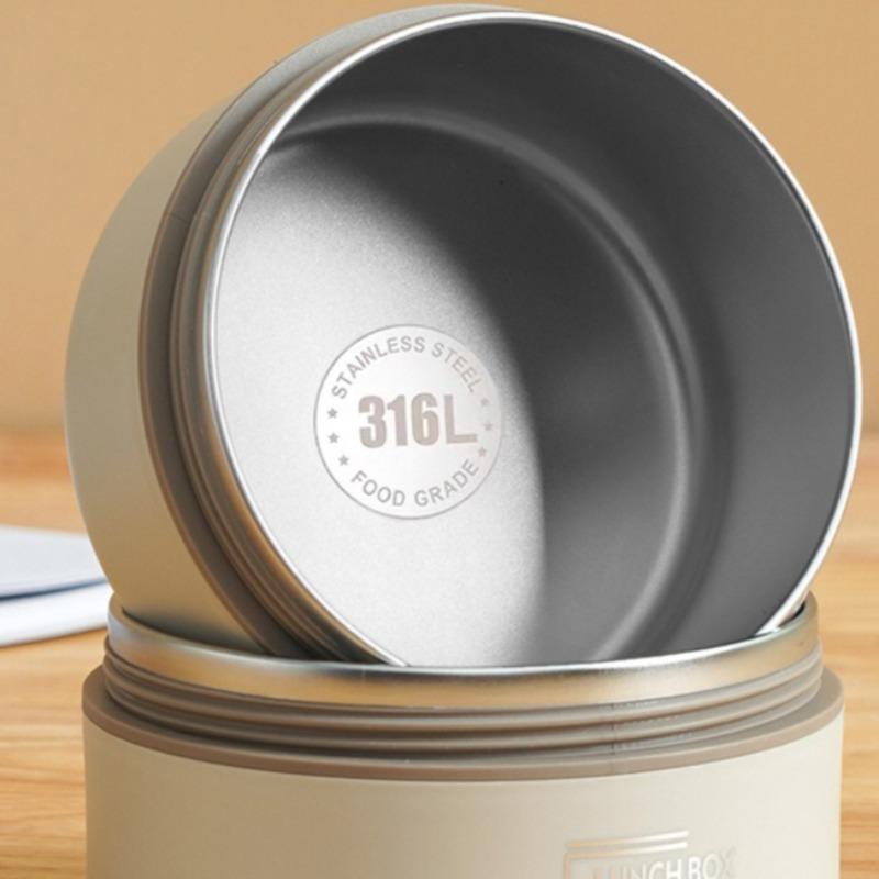 316L Food Grade Stainless Steel Lunch Box Microwave Safe Round Portable Minimalist Multi Layer Soup Bowl