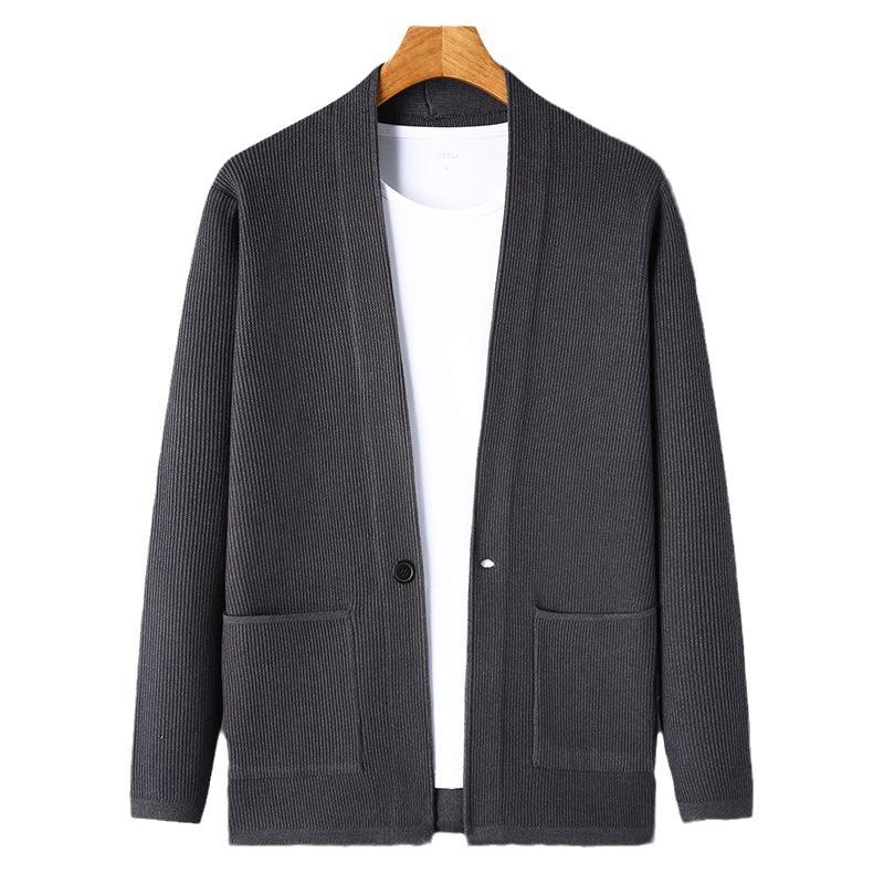 Spring and Autumn Men's and Women's Same Style Loose Knitted Cardigan One Button Big Pocket Outer Wear Fashion Trend Korean Coat