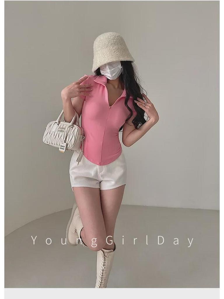 Women’s 2024 Summer Slim-Fit Zipper Polo Top