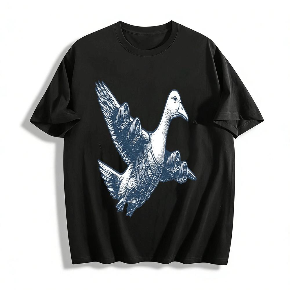 

Turbo Engine Flying Duck Graphic Cool Casual Short Sleeve Pure cotton T-shirt XXS