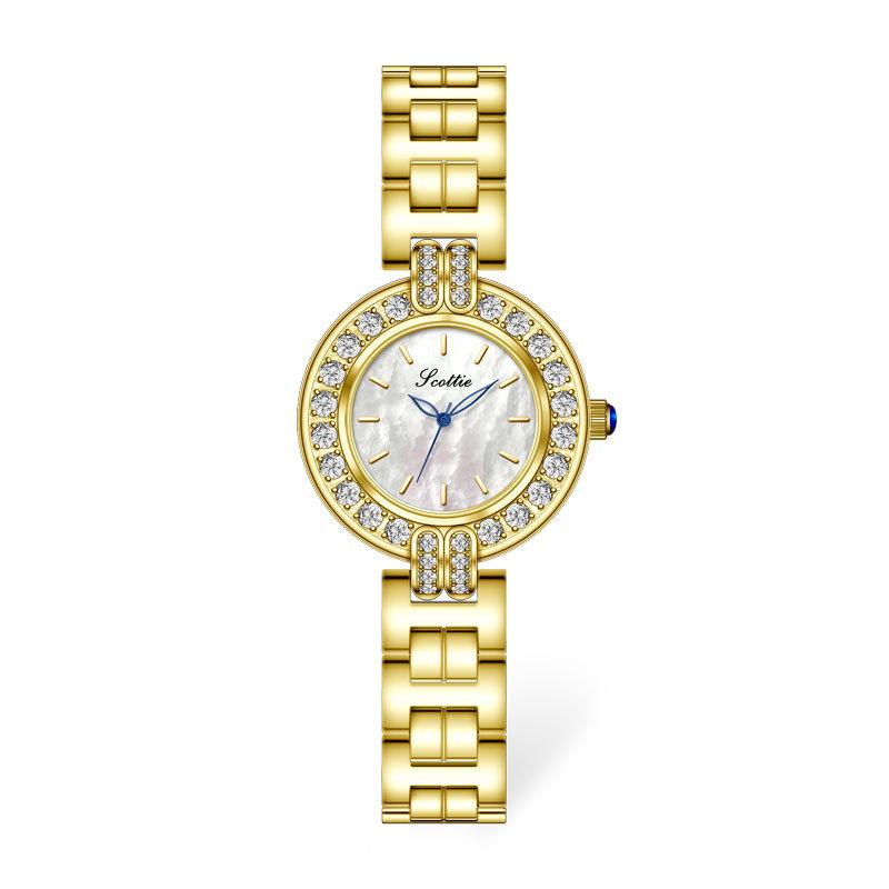 Diamond-Set Fashion Temperament Personalized Quartz Watch Steel Belt Simple Women'S Watch Trend Casual Women'S Watch