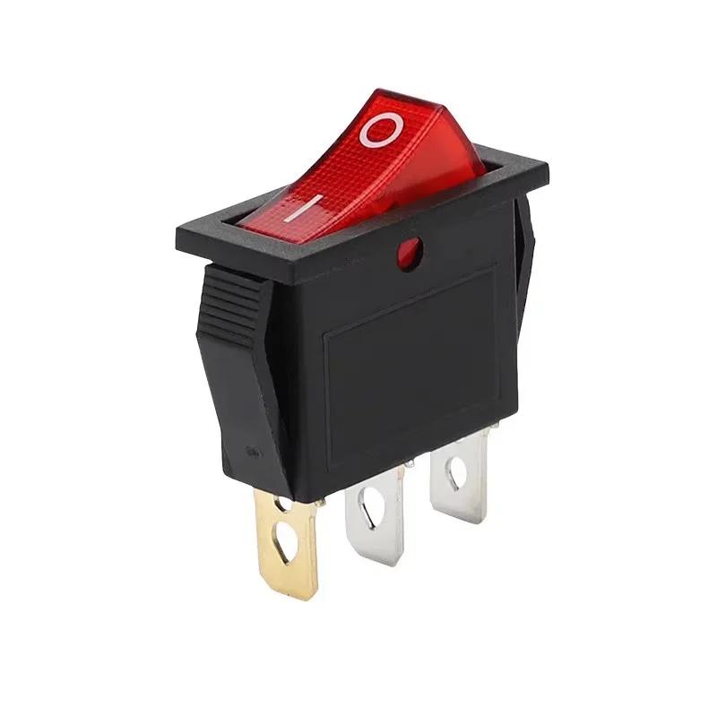 5/20Pcs KCD3 Rocker Switch 3 Pin 2 Position ON OFF 16A 250V 220V 20A  Boat-shape Electric Toggle Switch with LED Light