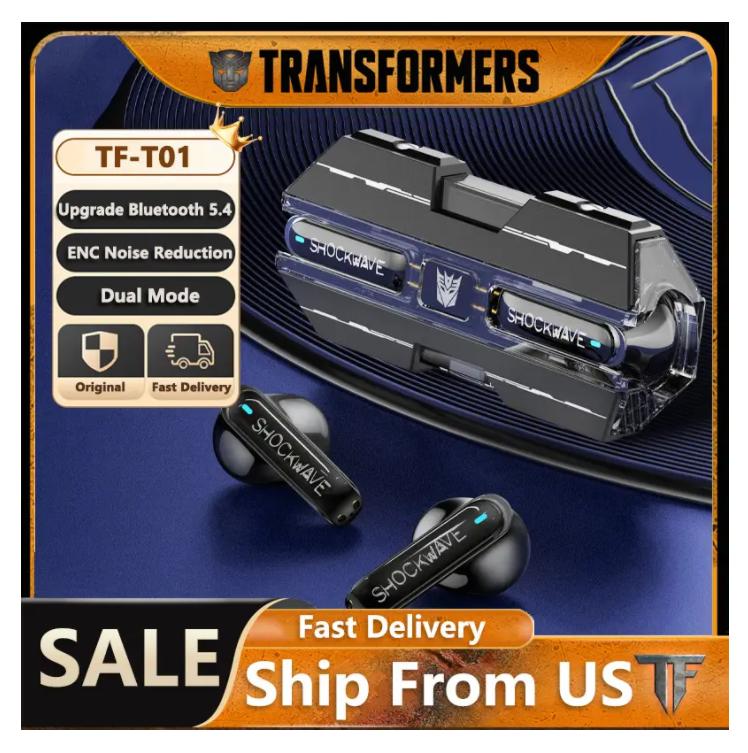 Ship From US Transformers TF-T01 Gaming Earphones Bluetooth 5.4 ENC Noise Reduction Headphones HD Call Music Earbuds Bumble Bee