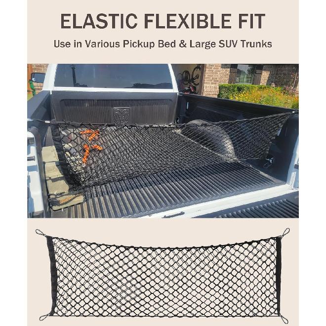 Cargo Net,Adjustable Trunk Storage Net With Hook,Car Accessories Exterior,Elastic Trunk Stretchable Tailgate Nets,Automotive Organizer And