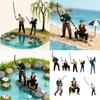Artistic 1/64 Scale Miniature Fishing Figure Resin Attractive Mini Fishing Scene Resin Ornament for Decorative Use Gift