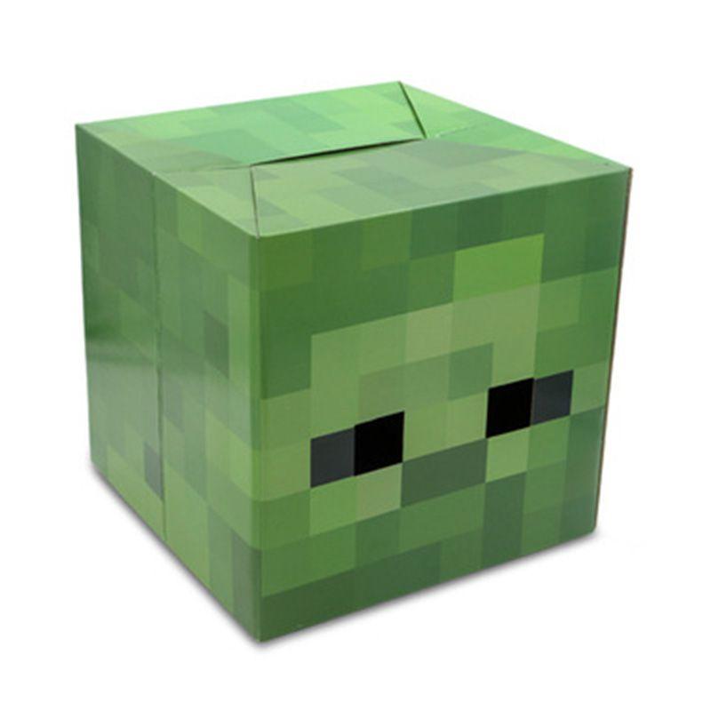 Minecraft Cardboard Head Cover Box Featuring Iconic Steve Creeper Enderman Design For Kids' Cosplay
