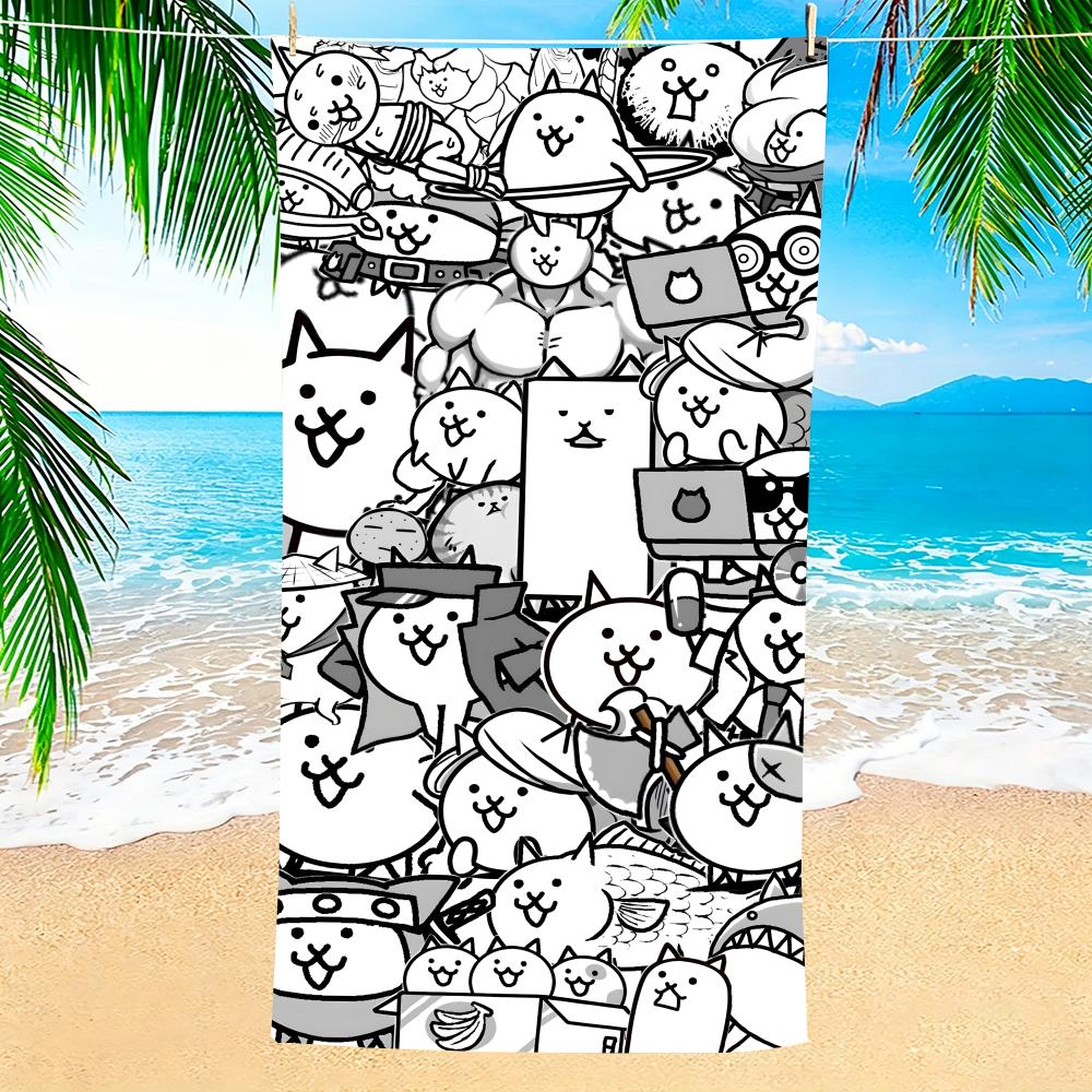 Game Battle Cats Towel Towel Soft Pool Gift For Travel Gym Shower Camping Quick Dry Sports Large Beach Towels