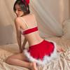 Sexy Christmas Bunny Girl Lingerie Set: Passionate Three-Piece with Fluffy Bra and Short Skirt