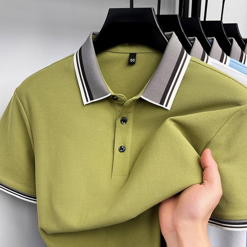 Men s Pure Cotton Polo Shirt - Summer Lapel, Short Sleeve, Casual & Breathable L