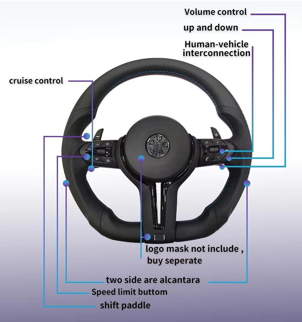Black Chrome Sport Leather Steering Wheel For F30 F36 F20 F23 F22 M3 F80 X1 F48 F10 F07 F01 M5 E84 E87 E90 E70 Car Accessory