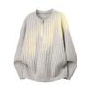 Men's Casual Ribbed Knit Sweater - Autumn/Winter Round Neck Loose-Fit.