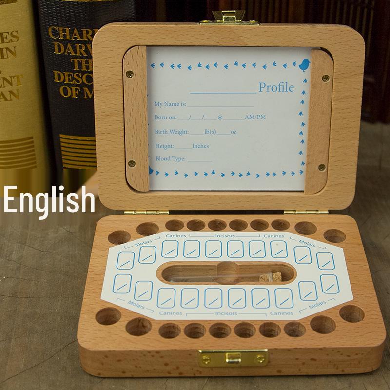 Hölzerne Milchzahndose & Fotorahmen für Jungen und Mädchen - Aufbewahrung zur Erinnerung für Milchzähne und Lanugo