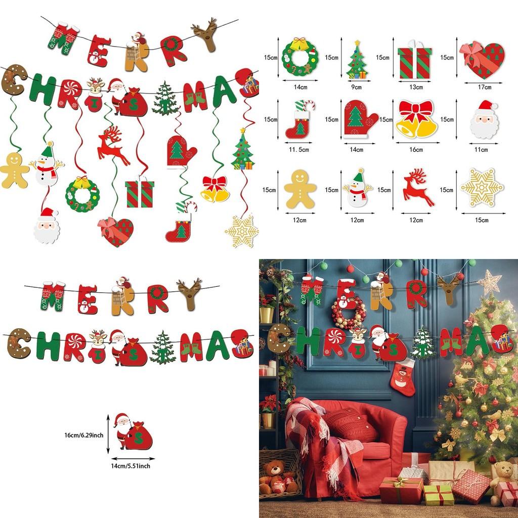 Party Hanging Holiday Decorations With Spiral Flags For Merry Christmas Theme